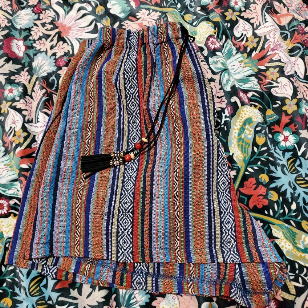 Guatemalan style fabric shorts, boho